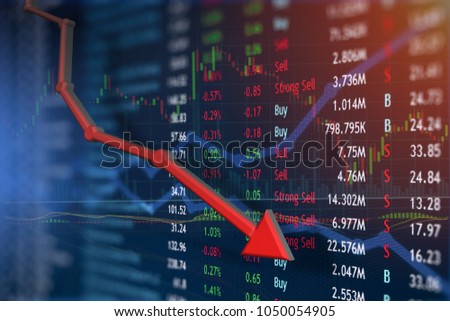 Stock price plummets with negative news and investment is lost in anger and frustration.  Copyspace room for text. Royalty-Free Stock Photo #1050054905
