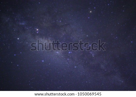 Milky way in Sabah Borneo, Long exposure and high ISO photograph with visible grain and noise, blur and soft focus 
