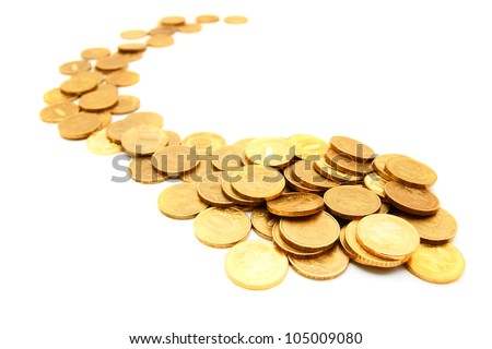 Gold coins. On a white background.