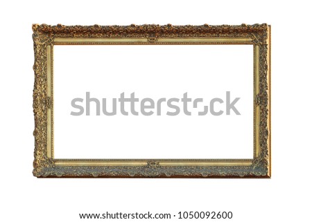 Panoramic Gold Picture Frame Isolated Included Clipping Path