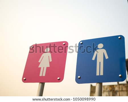 Public restroom sign, men and women WC signs for restroom