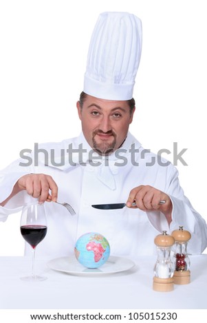 chef having meal in restaurant