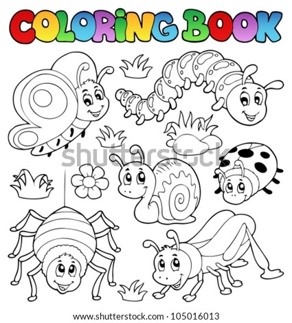 Coloring book cute bugs 1 - vector illustration.