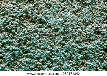 Abstract Grunge Decorative Dark Green Grey stucco Wall Background. Gloomy Rough Smear Texture. Web Banner or Wallpaper With Copy Space For Design