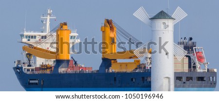 GENERAL CARGO SHIP - Exit of a merchant ship to the sea