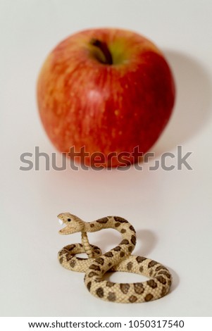 miniature of a snake with a red apple