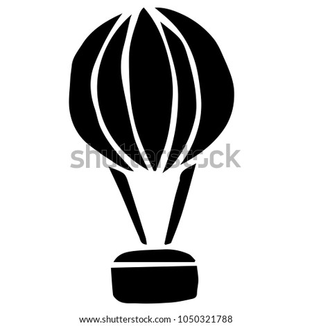 Flat Line Icon, Sign, Symbol Hot Air Balloon Sky Holiday Fly Silhouette. Graphic Design Concept, Element, Vector, Illustration EPS 10