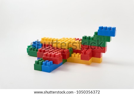 Children's Designer of the bricks. The photo on white background