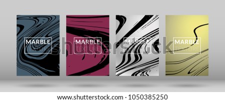 Set of  Covers with Marble Texture. Colorful Fluid. Poster, Brochure, Invitation, Simple Design Presentation, Cover Book, Magazine Cover, Catalog, Announcement. Gradient Vector Marble Texture.