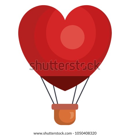 balloon air hot with heart shape flying