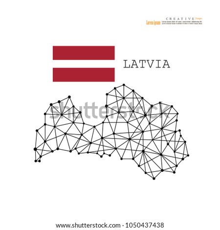 outline map of  Latvia  with nation flag.vector illustration.