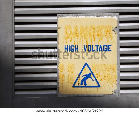 High voltage hazardous area sign
