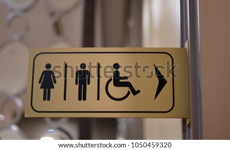 Public toilet signage for male, female and disable people
