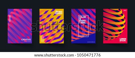 Trendy covers design. 3d shapes with colorful gradients. Eps10 vector.