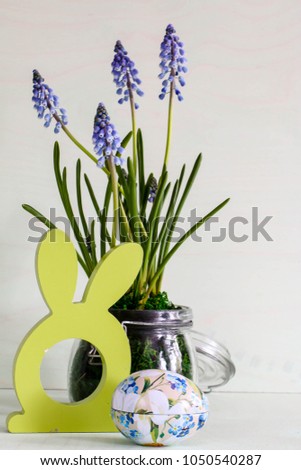 Easter background with hares and egg
