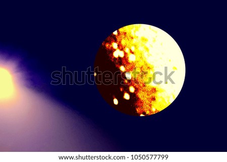 A shining Planet in the Light of a Street Lamp, Germany, Europe