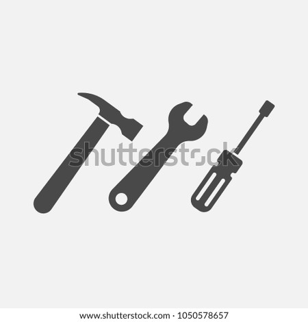 tools vector icon hammer spanner screw driver industrial equipment