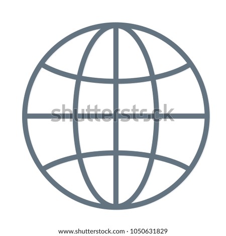 International globe line art icon for apps and websites 