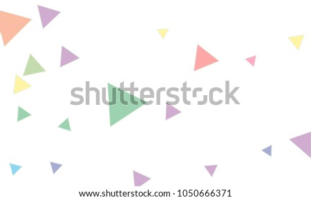 Many Blue, Pink, Violet, Red, Green and Yellow Triangles of Different Size on White Background