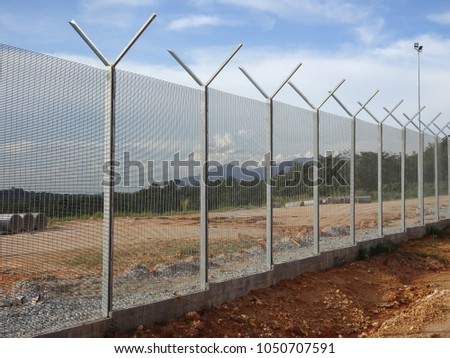 Galvanized iron anti-theft security fencing. Used to prevent an intruder from entering property area. 