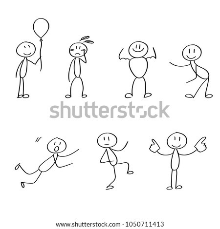 Set of different stick figures in the moves. Royalty-Free Stock Photo #1050711413