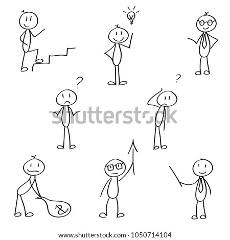 Set of stick figures for the business presentation. Vector, hand drawn.  Royalty-Free Stock Photo #1050714104