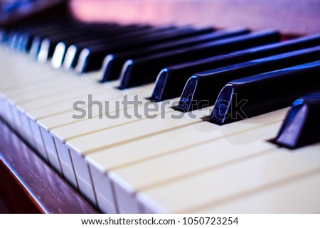 Digital piano keys side view 