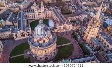 Aerial view of central Oxford, United Kingdom