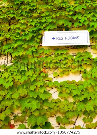 Restroom Sign on a Vineyard Wall