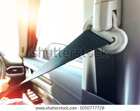 Man driving a car with safety belt (Seat belt). Safety your life when you drive.