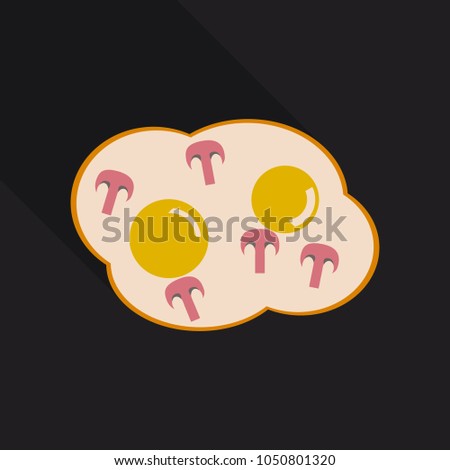 English breakfast with fried eggs and mushrooms o. Vector hand drawn illustration.