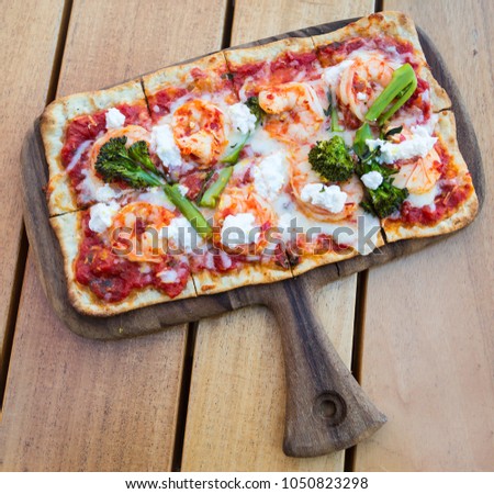 Closeup view of a freshly baked flatbread