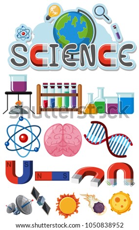 Science icons on white background illustration