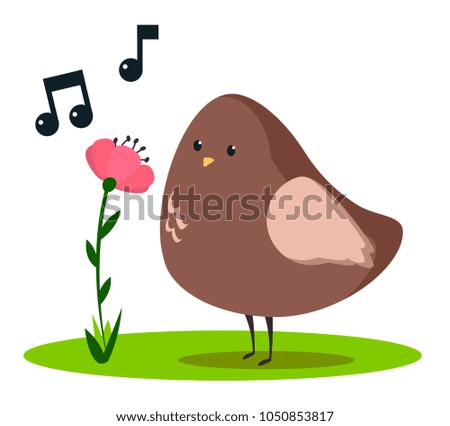 Bird singing the song for the flower.