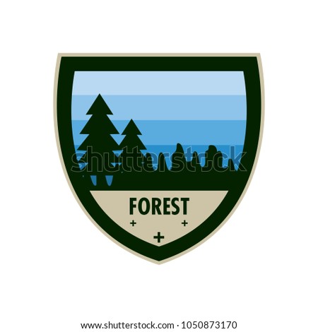 Blue Forest Adventure Shield Badge Design