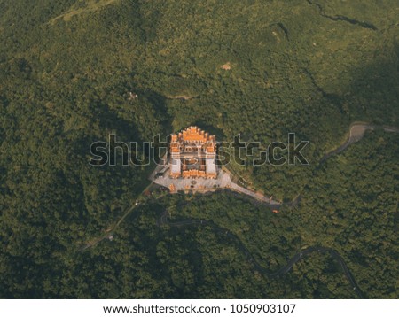 Taiwan Aerial Top Down Temple In Forest