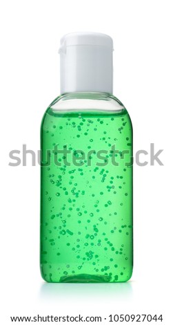 Bottle of antiseptic hand gel isolated on white Royalty-Free Stock Photo #1050927044
