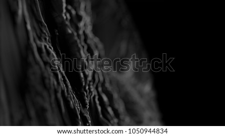 CG Fractal abstract background shape with depth of field. Black and white.