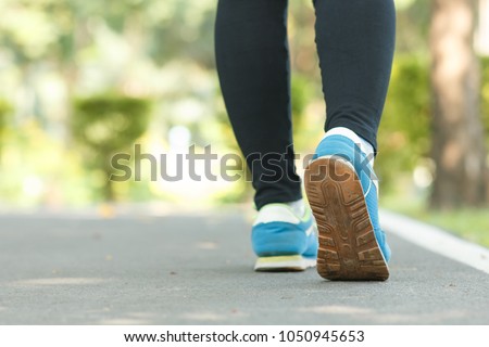 close up blue running sport shoes, healthy lifestyle concept Royalty-Free Stock Photo #1050945653
