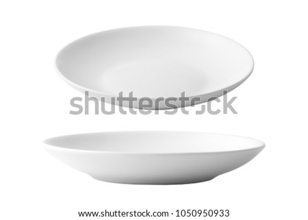 White ceramic dish isolated on white background