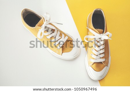 Canvas shoes high angle view Royalty-Free Stock Photo #1050967496