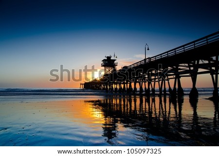 Sunset at San Clemente Pier California Royalty-Free Stock Photo #105097325