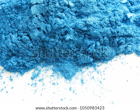 The lake blue mica powder is a kind of non metallic minerals. Royalty-Free Stock Photo #1050983423