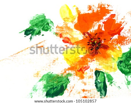 Painted abstract flower on a white background