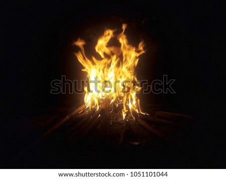 fire flame on dark background.Beautiful yellow, orange blaze fire flame texture style.