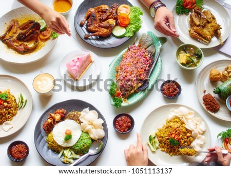 Indonesian Food Flat Lay Royalty-Free Stock Photo #1051113137