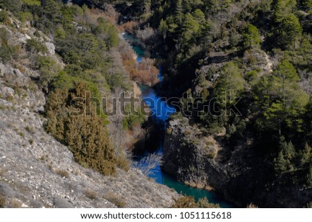 Blue Jucar river in the gorge