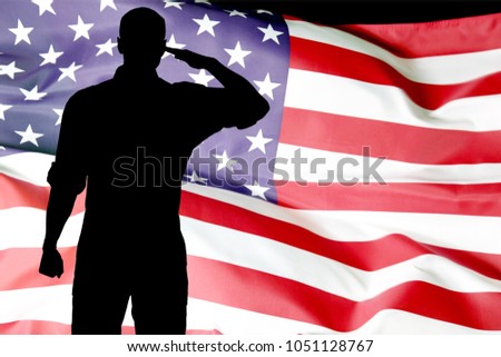Silhouette Of A Solider Saluting Against