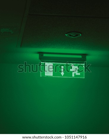 emergency light in modern office interior, close up