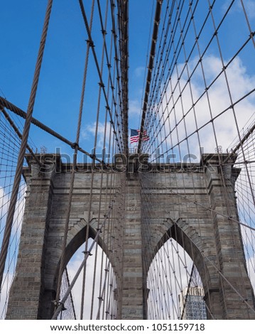 view from below, of a part of the Brooklyn Bridge, in New York, USA